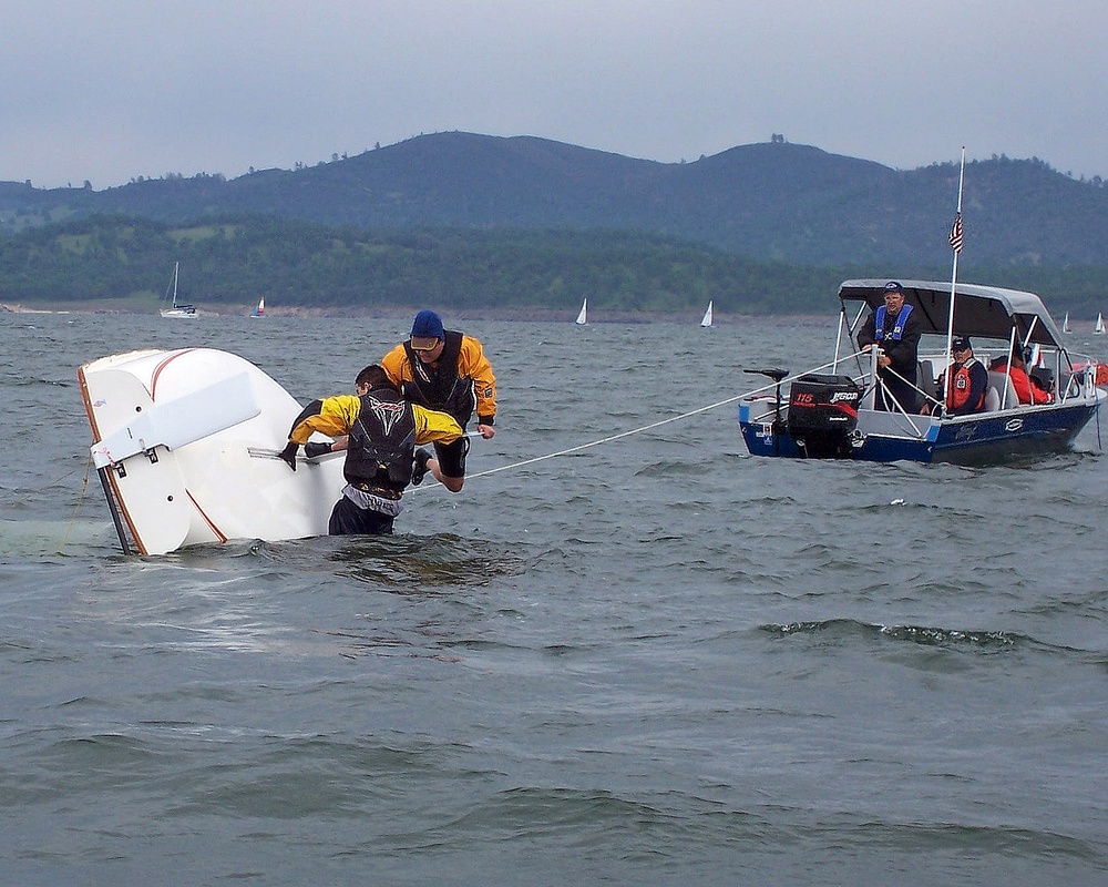 Capsized sailboat