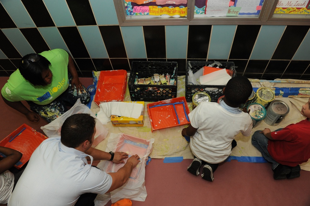 Coast Guard helps paint elementary school during Fleet Week 2010