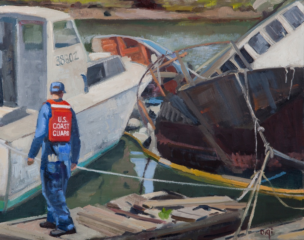 US Coast Guard Art Program 2010 Collection, Ob ID # 201015, &quot;Coast Guard oversees oil spill cleanup,&quot; Amy DIGI (15 of 41)