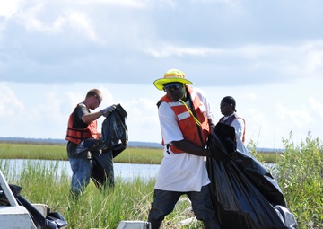 Oil debris removal near Bayou La Batre