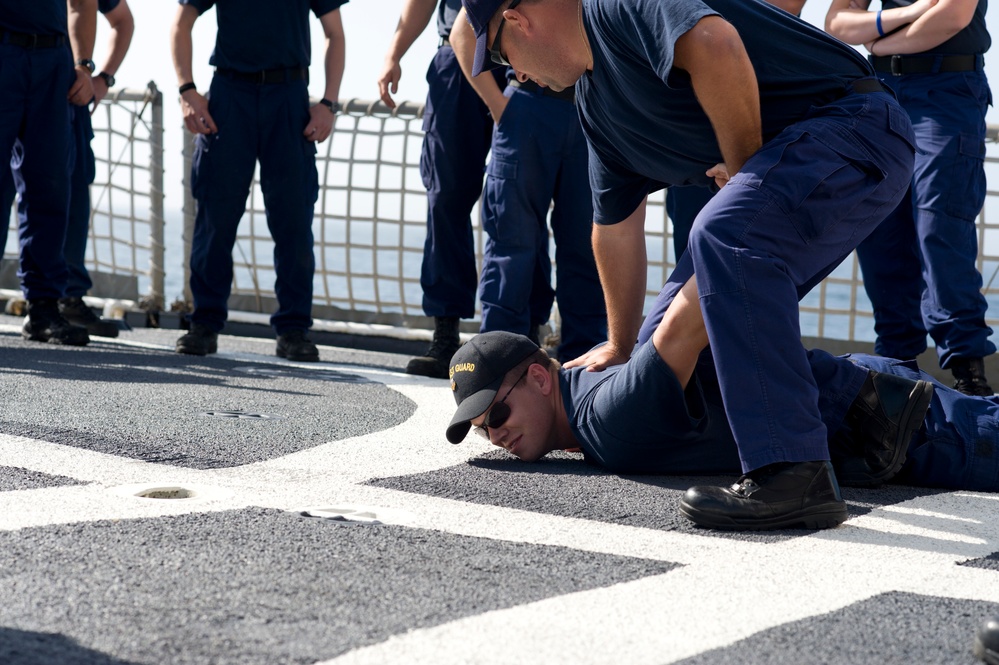 Coast Guard Cutter Forward conducts law enforcement training while at sea