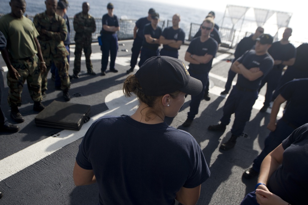 Coast Guard Cutter Forward conducts law enforcement training while at sea