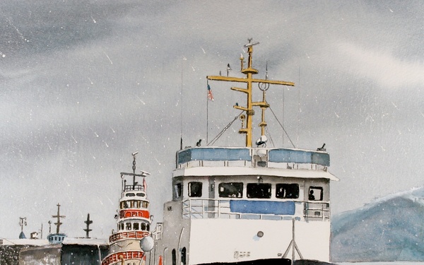 US Coast Guard Art Program 2008 Collection, Ob ID # 200801, &quot;Icebreaker Morro Bay,&quot; Robert Blevins (1 of 25)