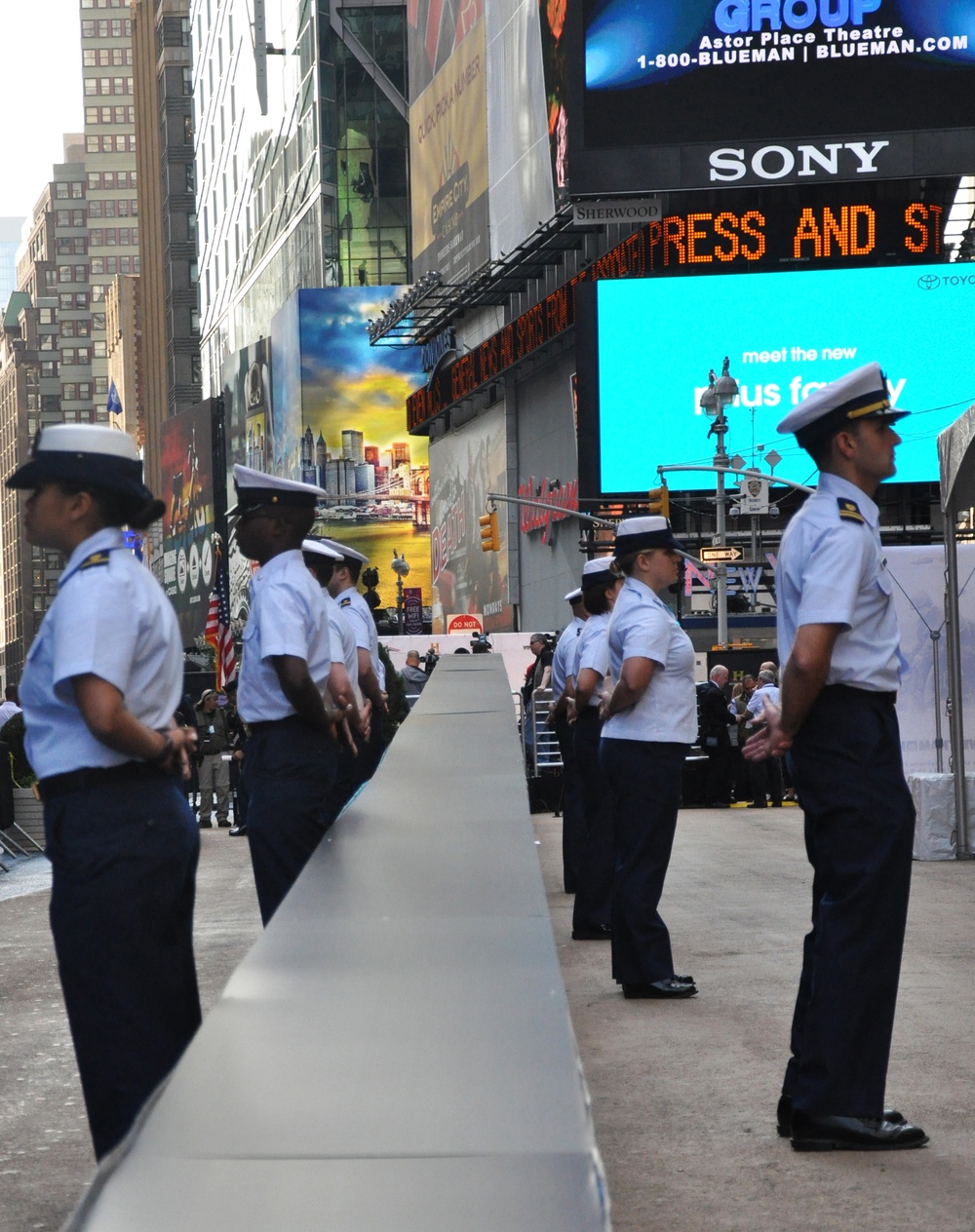 Coast Guard Sector New York stand at parade rest