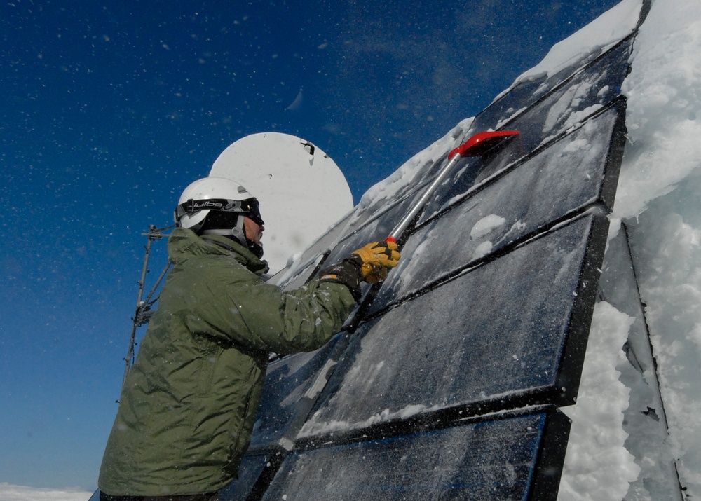 Microwave dish maintenance on Kodiak Island