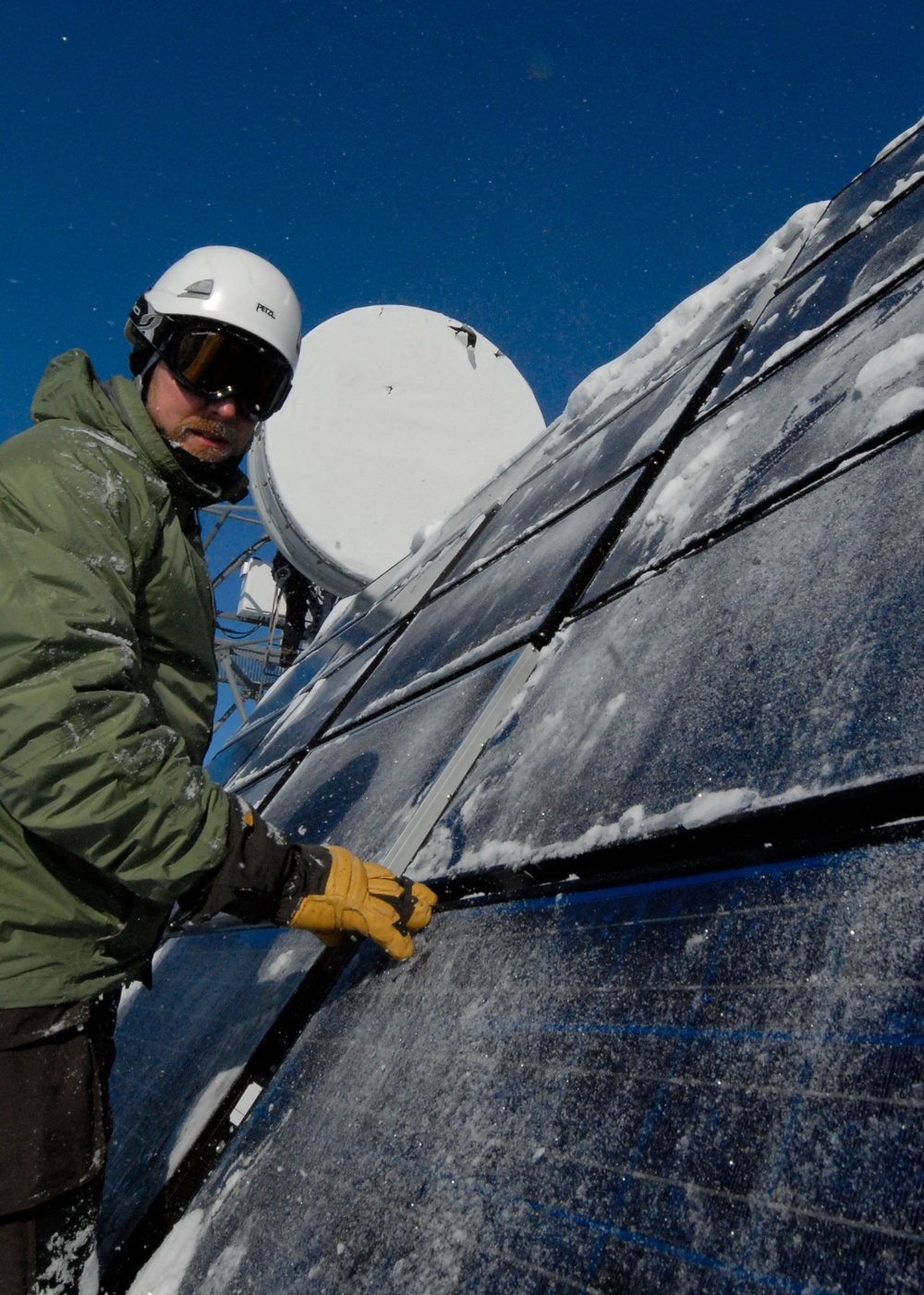 Microwave dish maintenance on Kodiak Island