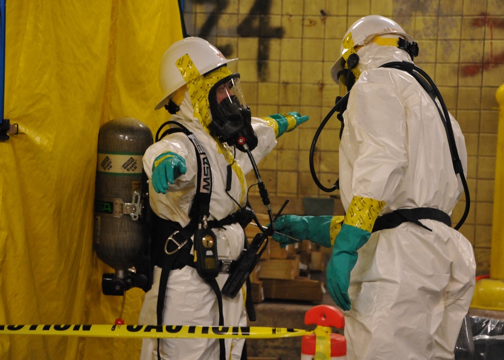 PIAT member in decontamination