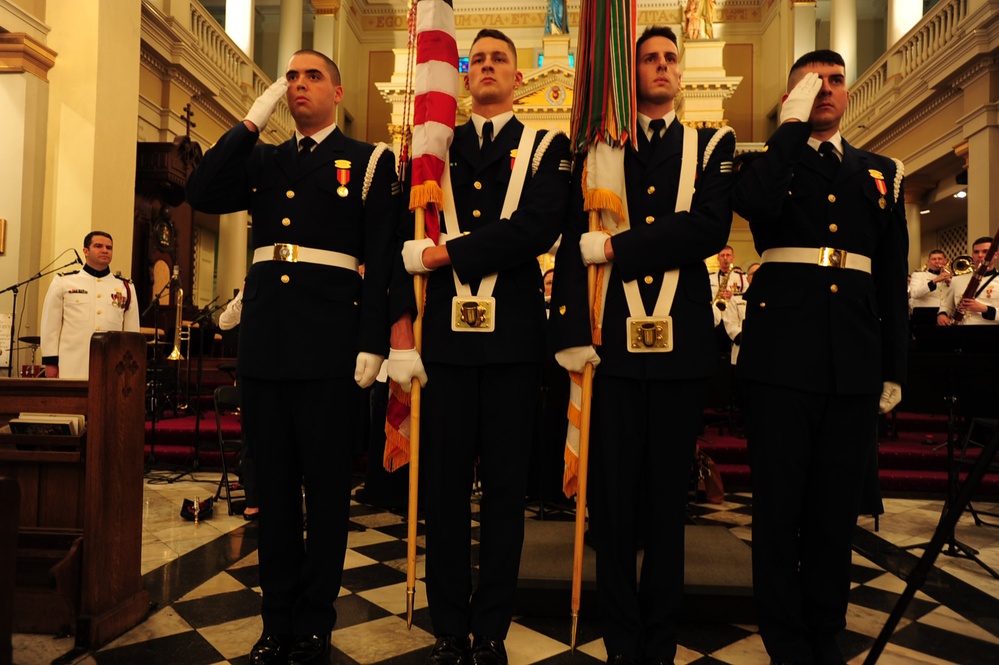 USCG Honor Guard presents colors at Saint Louis Cathedral