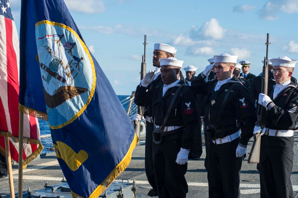 USS Ramage conducts burial at sea