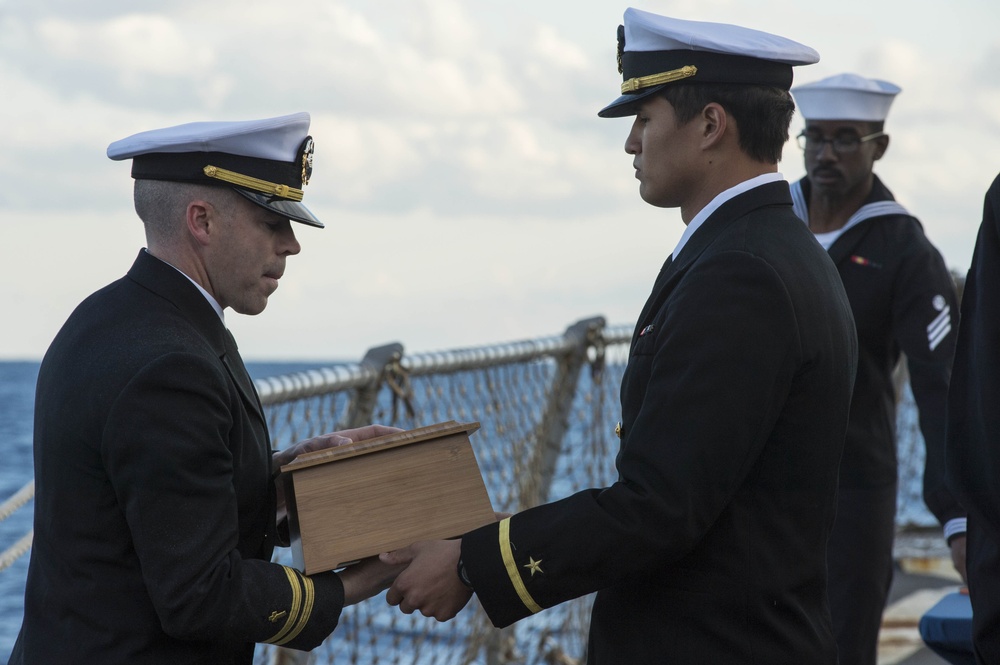 USS Ramage conducts burial at sea