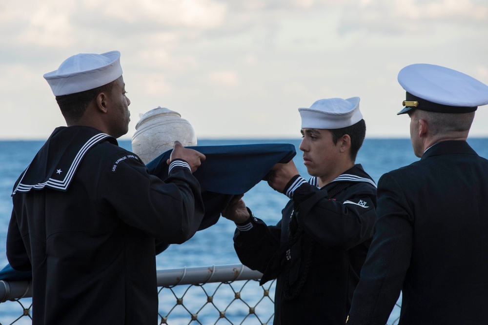 USS Ramage conducts burial at sea