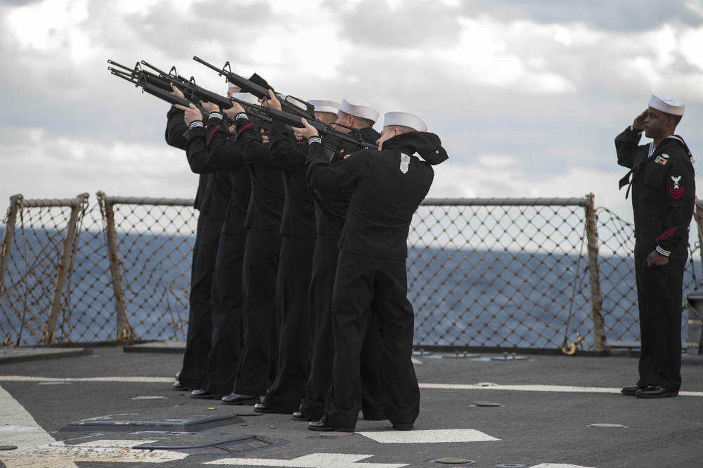 USS Ramage conducts burial at sea