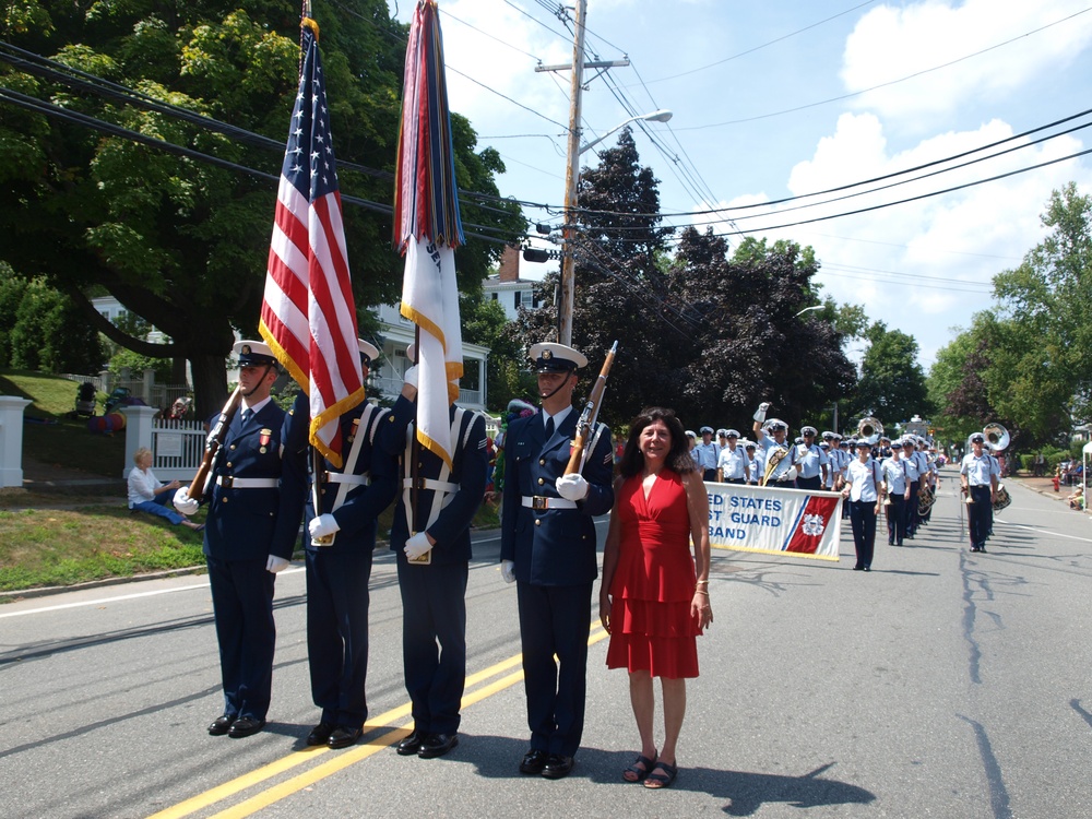 U.S. Coast Guard Honor Guard with Newburyport mayor in Yankee Homecoming Parade