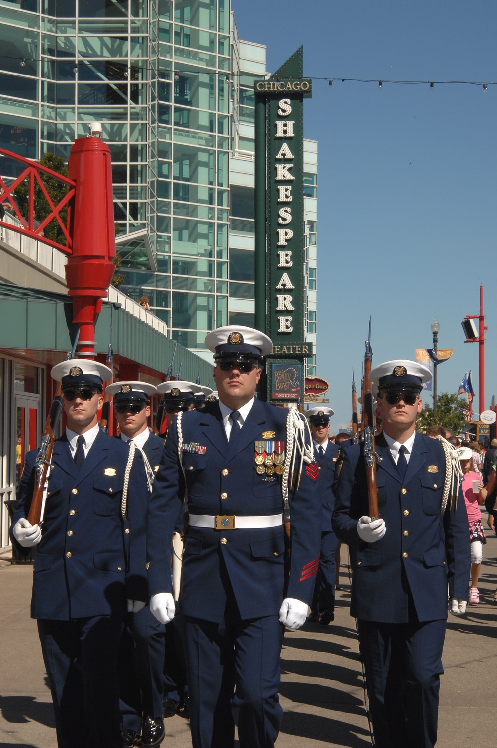 Coast Guard Silent Drill Team performs at Chicago's Navy Pier