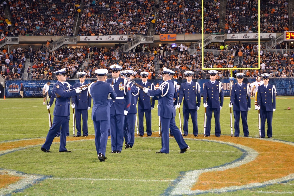 Silent Drill Team performs at Chicago Bears game