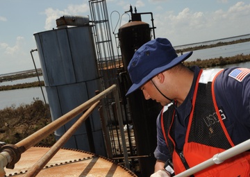 Coast Guard conducts pollution response in Myrtle Grove post Hurricane Isaac