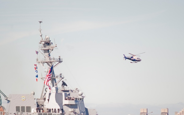 Coast Guard escorts USS Michael Murphy through New York Harbor