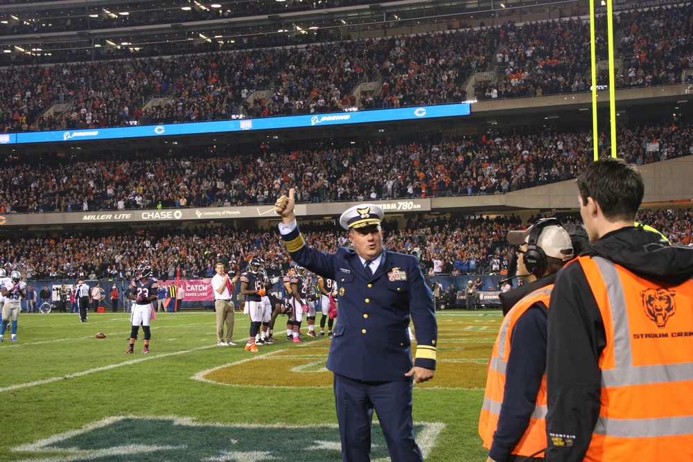 Rear Adm. Parks saluted at Chicago Bears Monday Night Football game