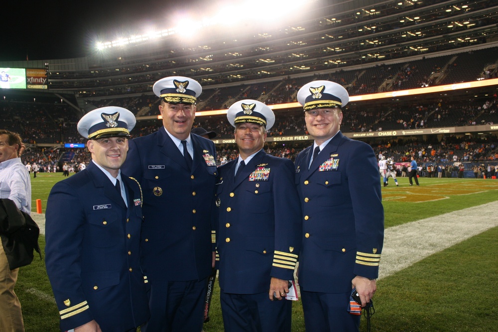 Rear Adm. Parks, Coast Guard recognized during Chicago Bears Monday Night Football game