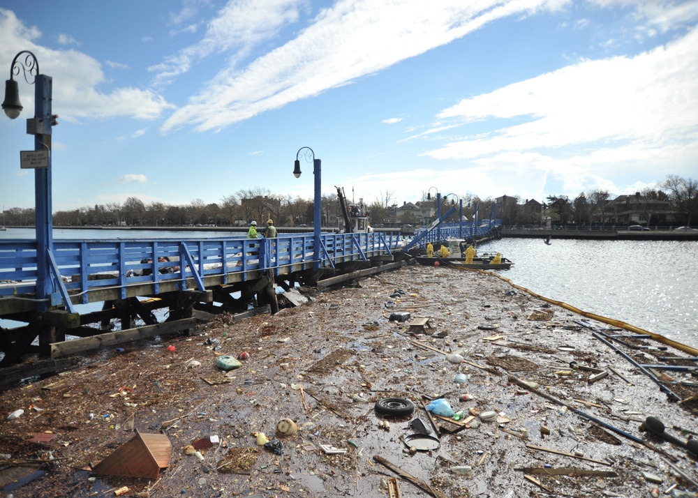 Coast Guard oversees pollution clean-up in Sheepshead Bay after Hurricane Sandy