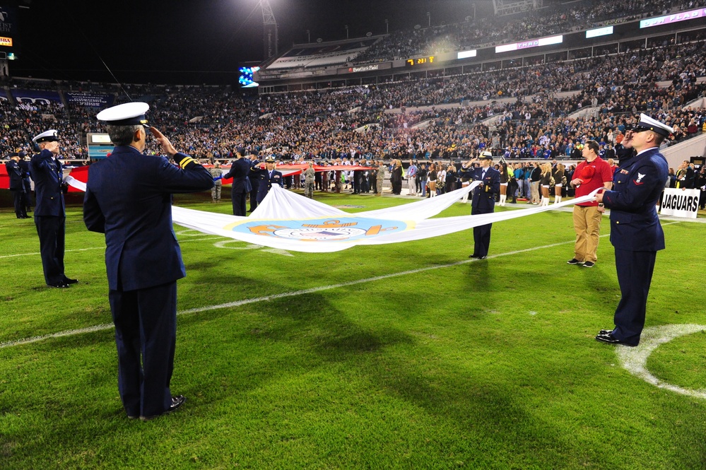 Coast Guardsmen at Jaguars Military Appreci