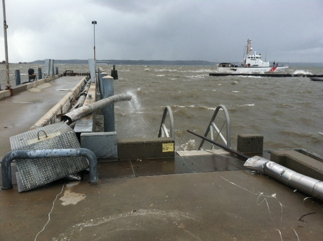 Hurricane Sandy destroys Coast Guard Base Sandy Hook, N.J.