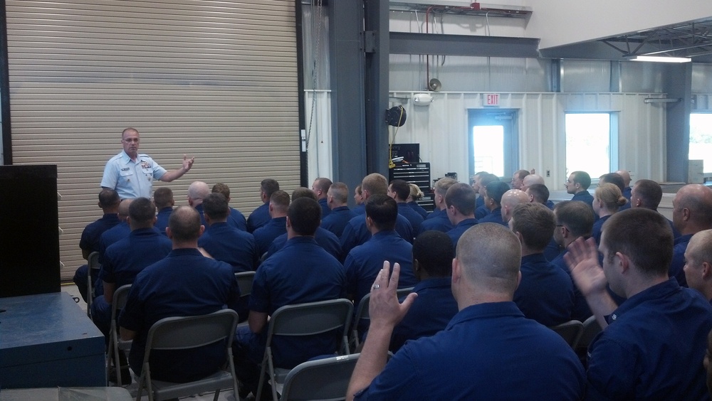 Master Chief Petty Officer of the Coast Guard visits Coast Guard Sector North Carolina units