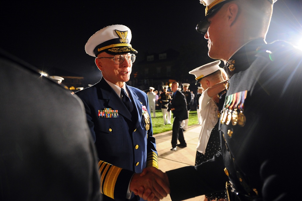 Evening parade at the Marine Corps Barracks in Washington