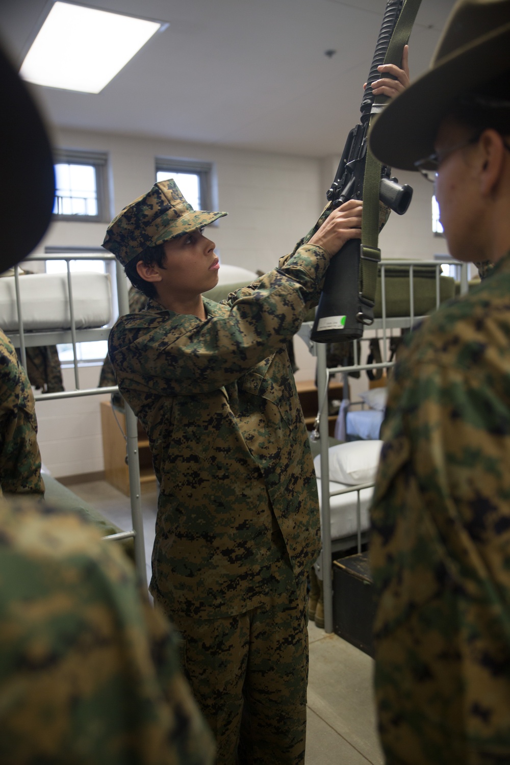 Photo Gallery: Marine recruits face senior drill instructor for first inspection on Parris Island