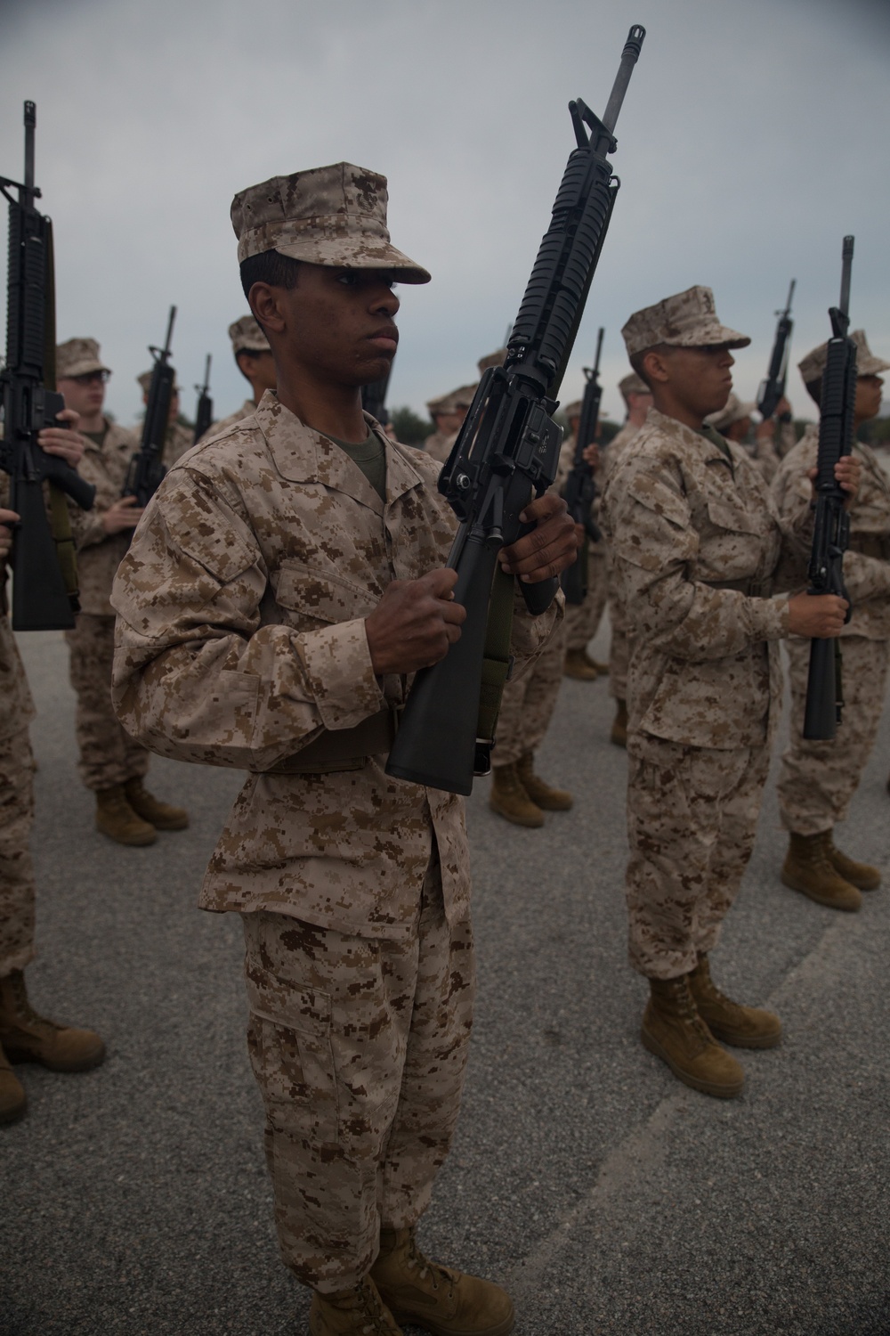 Photo Gallery: Marine recruits pound pavement during initial drill evaluation on Parris Island
