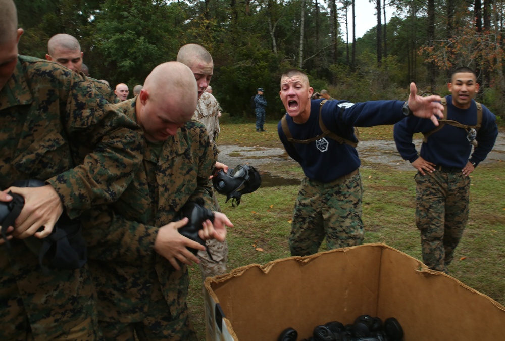 Photo Gallery: Marine recruits train in chemical warfare defense on Parris Island