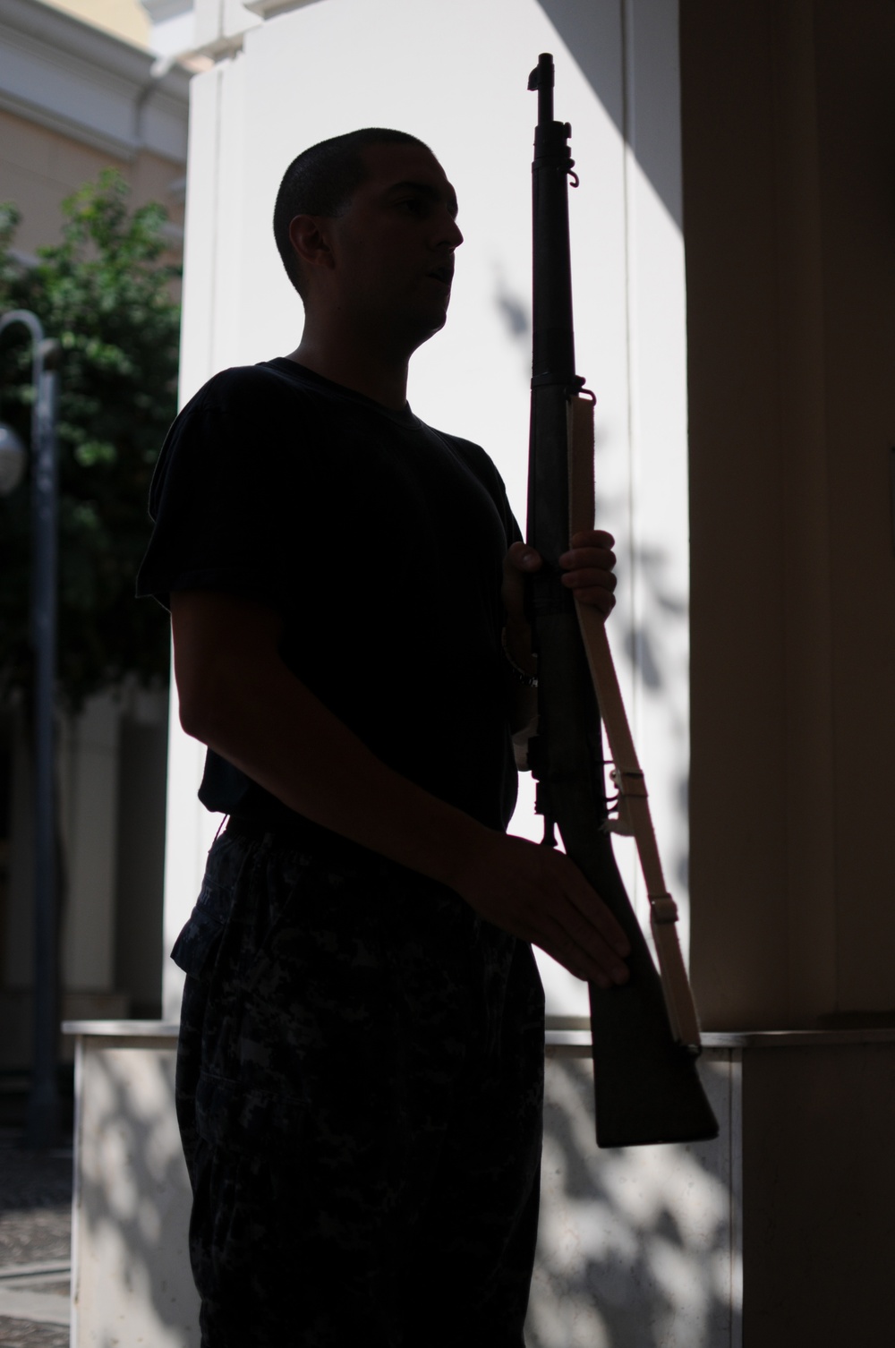 Color guard drill practice at NSA Naples