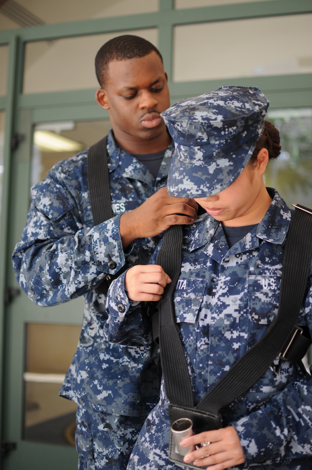 Color guard drill practice at NSA Naples