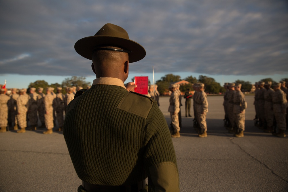 Photo Gallery: Marine recruits parade precision during final drill evaluation on Parris Island