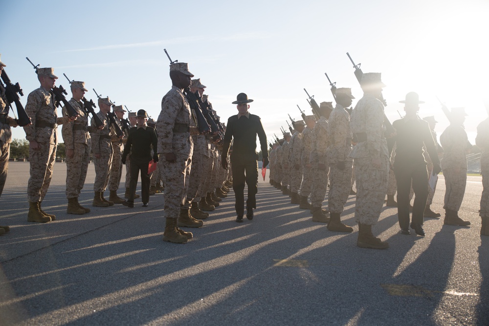 Photo Gallery: Marine recruits parade precision during final drill evaluation on Parris Island