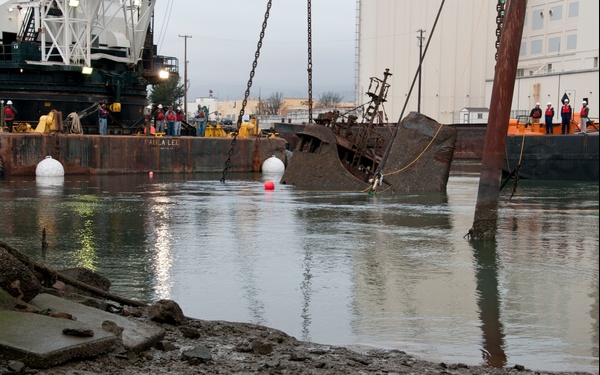 Tug Respect lifted from the Oakland Estuary