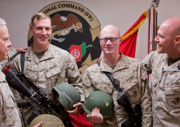 Commandant of the Marine Corps Presents Helmets to 1/9 Marines