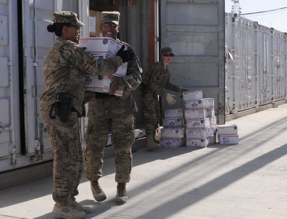 82nd SB-CMRE troops pick up holiday packages in Afghanistan