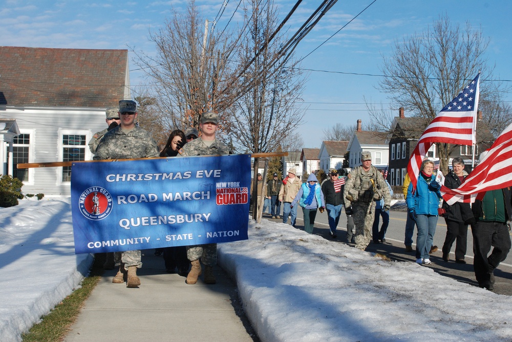 New York National Guard soldiers participate in Christmas Eve hike to honor deployed soldiers