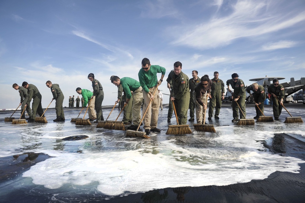 Scrubbing the flight deck