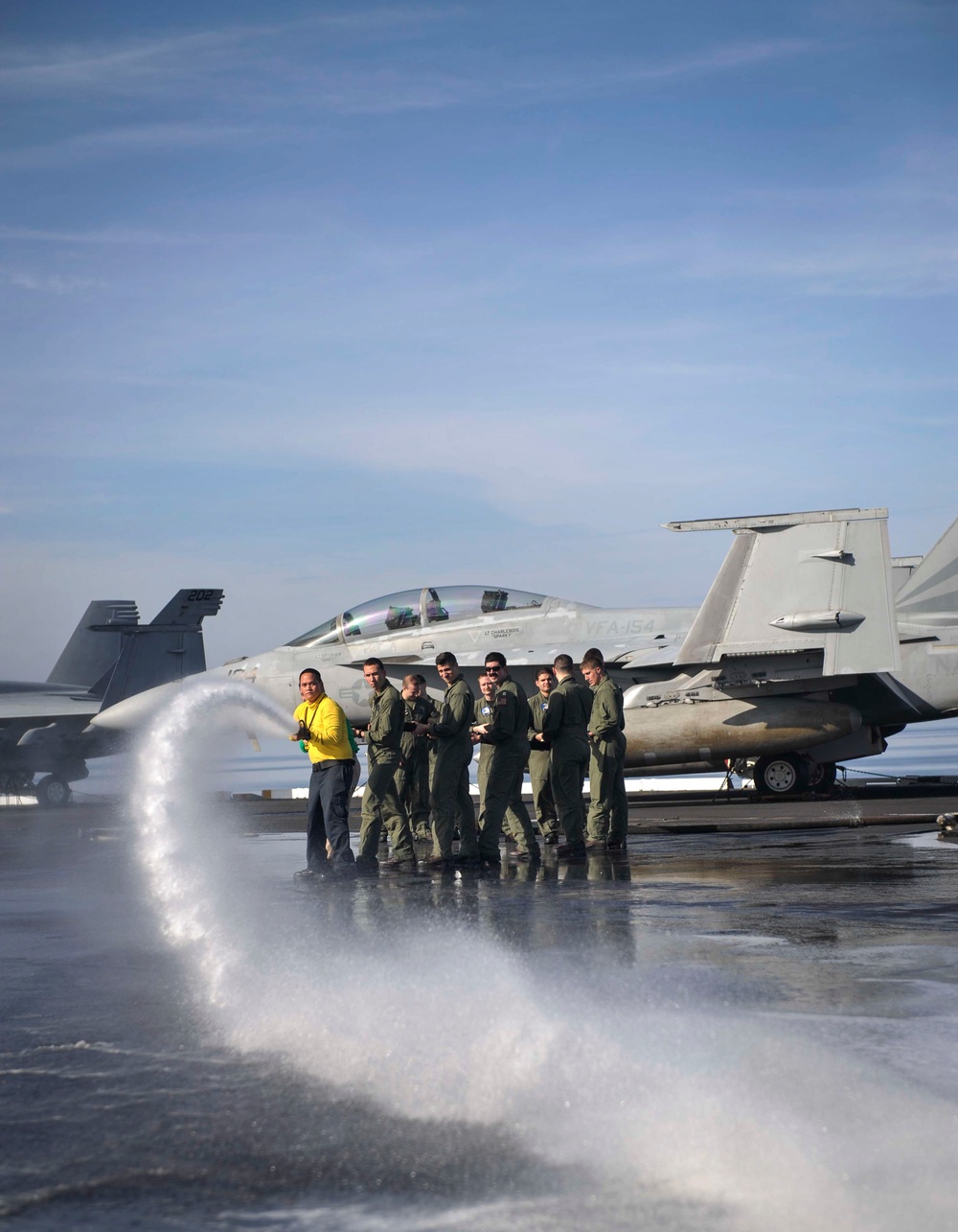 Washing the flight deck