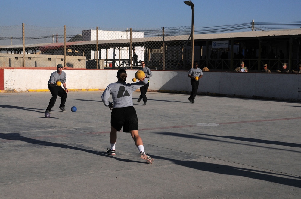 82nd SB-CMRE celebrate holidays with dodgeball in Afghanistan