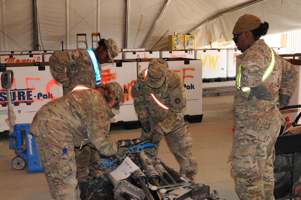 1011th Quartermaster Company sorts equipment at BAF