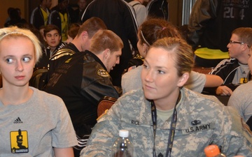 Soldier mentors interact with students at AAB