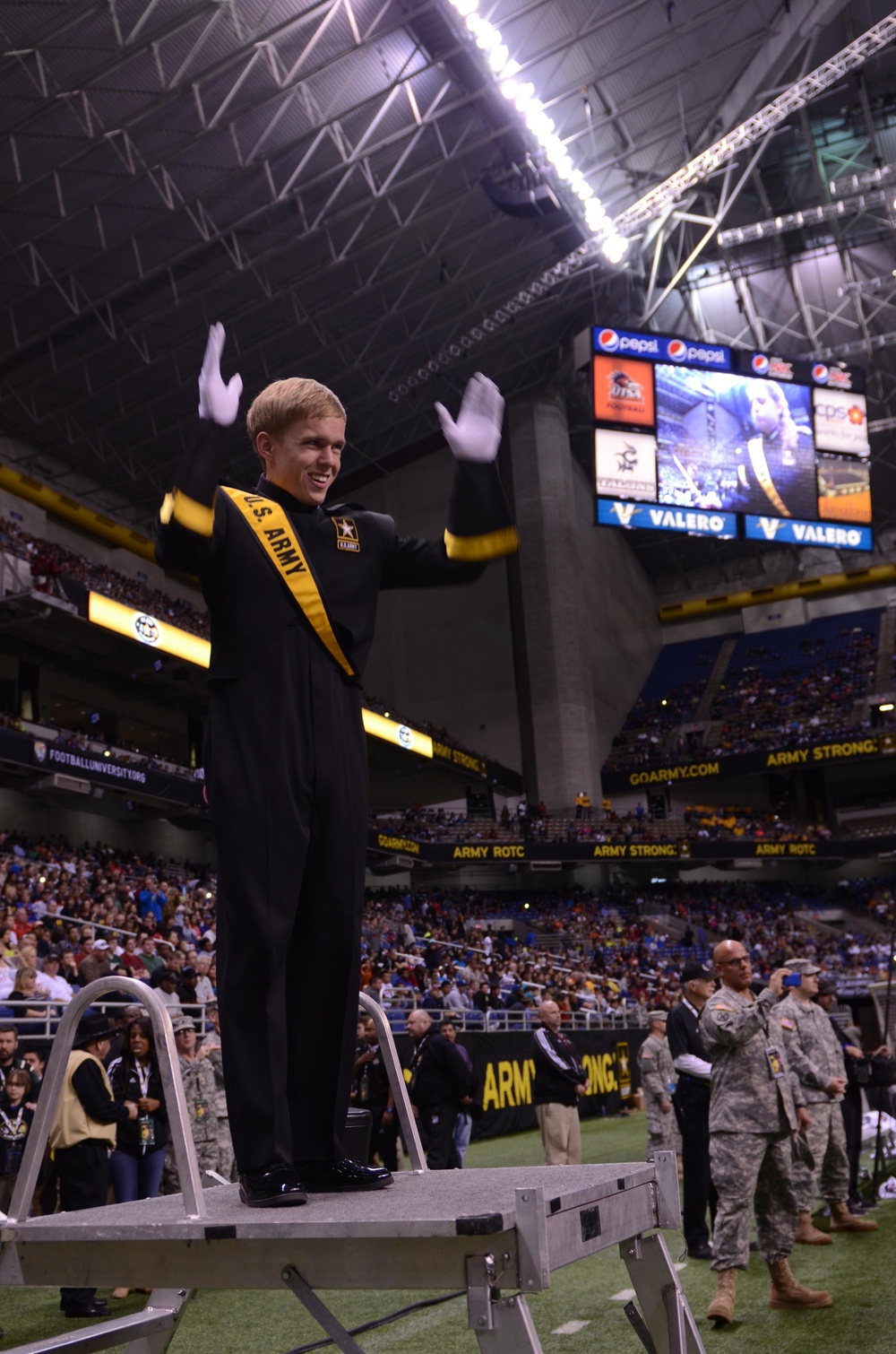 Drum major cconducts 2014 AAB Marching Band