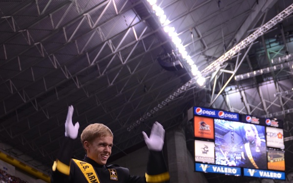 Drum major cconducts 2014 AAB Marching Band