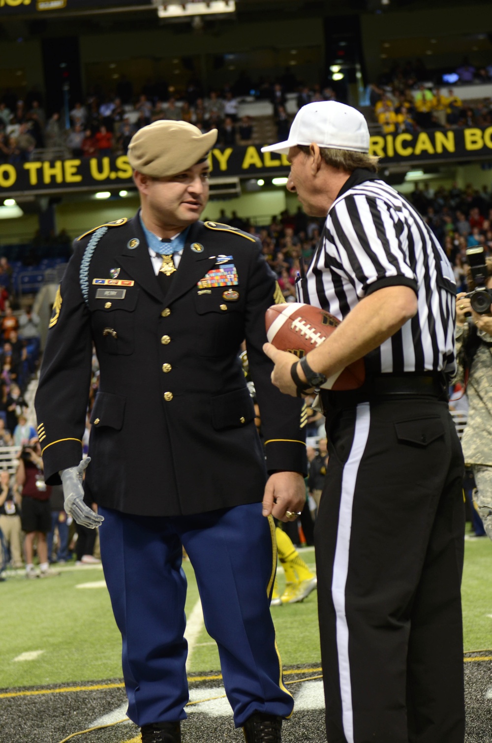 Medal of Honor Recipient delivers game ball