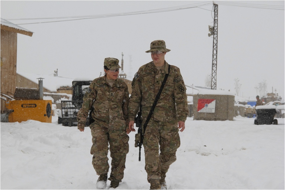 Army mother and son celebrate New Year in Afghanistan