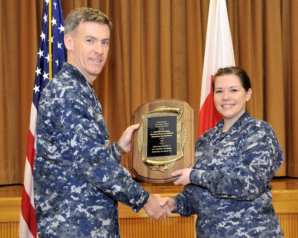 NAF Misawa sailor receives Navy media award plaque