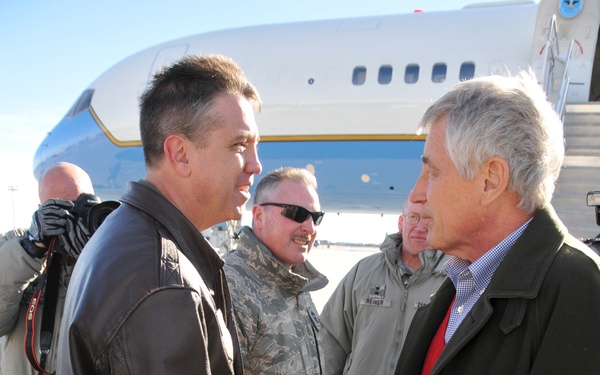 Defense Secretary Chuck Hagel visits Wyoming